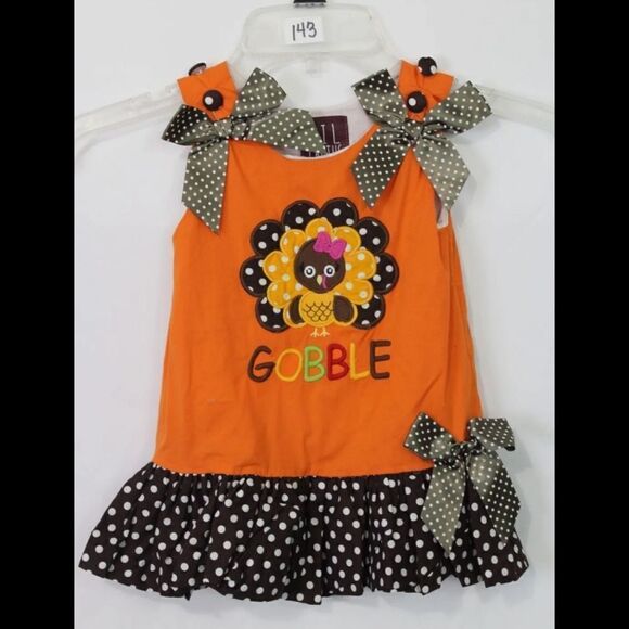 LIL CACTUS Thanksgiving, Gobble, Turkey, Girls Dress /Jumper SIZE 6-12M - Picture 1 of 7